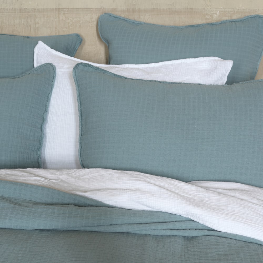 Dessus de lit gaze de coton bleu minéral 260X270 CM