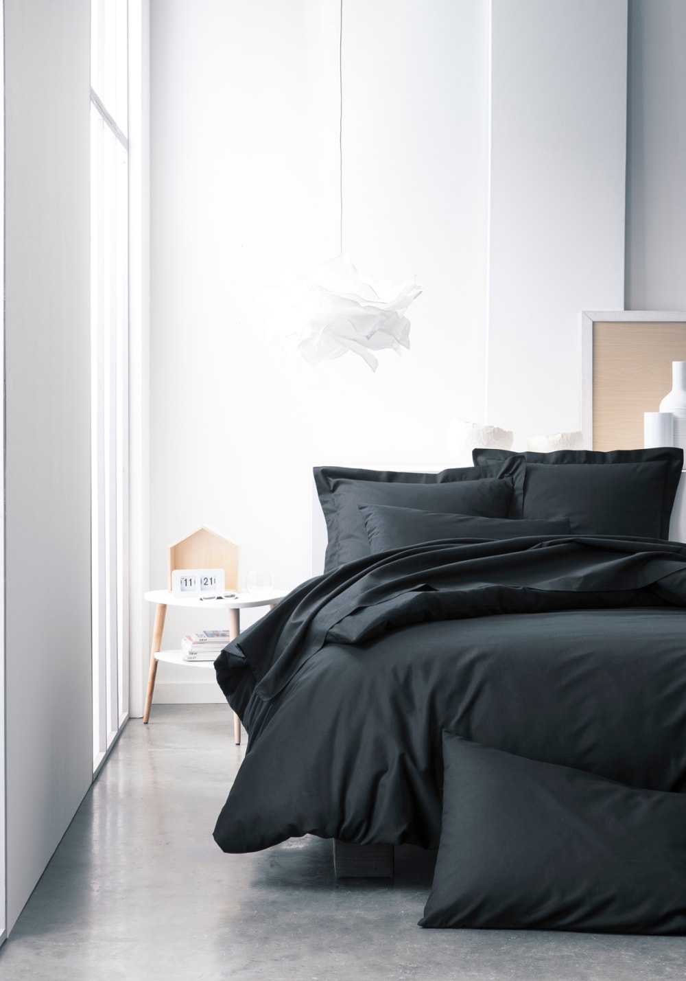 Taie d'oreiller uni en coton noir 75x75 cm — vue 3