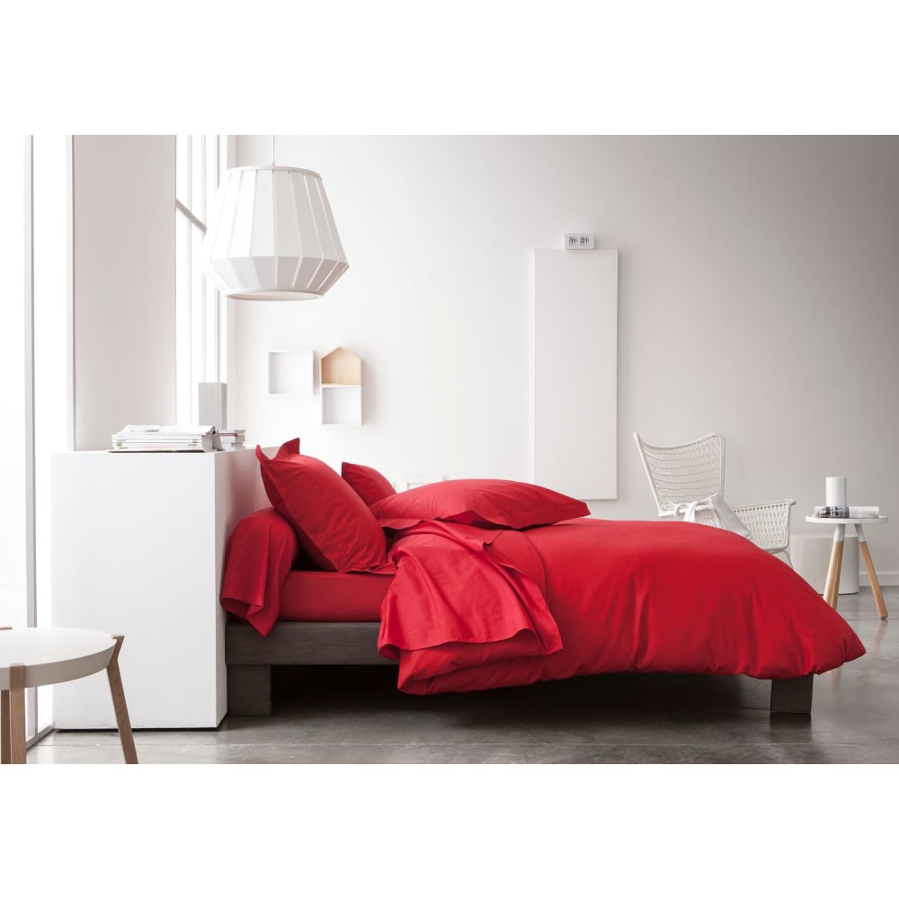 Taie d'oreiller coton uni 50x70 cm rouge — vue 4