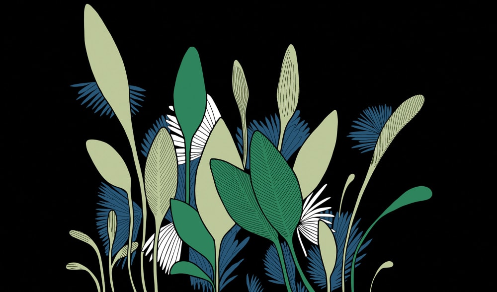Papel pintado panorámico végétal, azul 340 x 250cm - Maisons du Monde