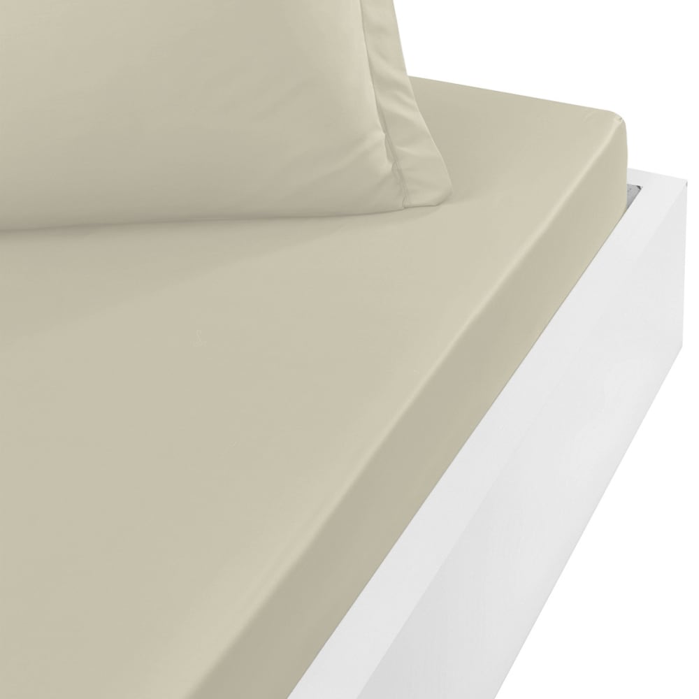 Drap housse en percale de coton Ficelle 120x190 cm