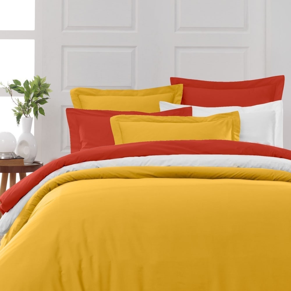 Drap housse en percale de coton terracota 200x200 cm — vue 4