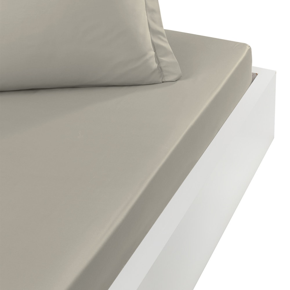 Drap housse en percale de coton Gris Perle 120x190 cm