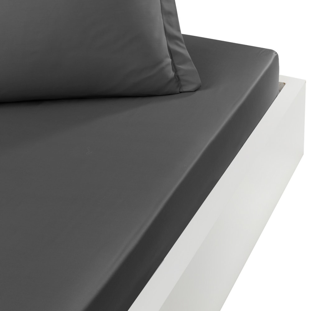 Drap housse en percale de coton Anthracite 140x200 cm