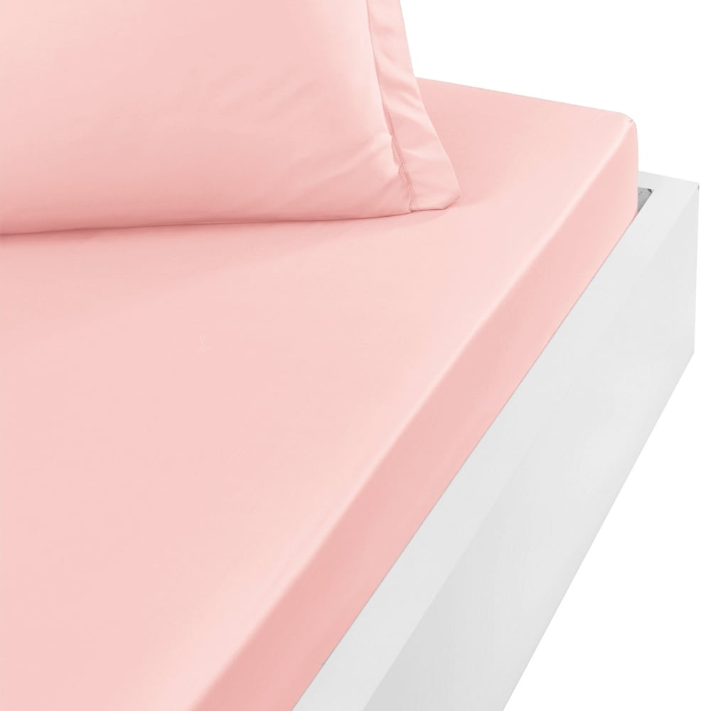 Drap housse en percale de coton poudre 180x200 cm