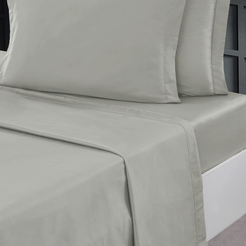 SENSEI MAISON Ddrap plat en percale de coton gris perle 240x300 cm