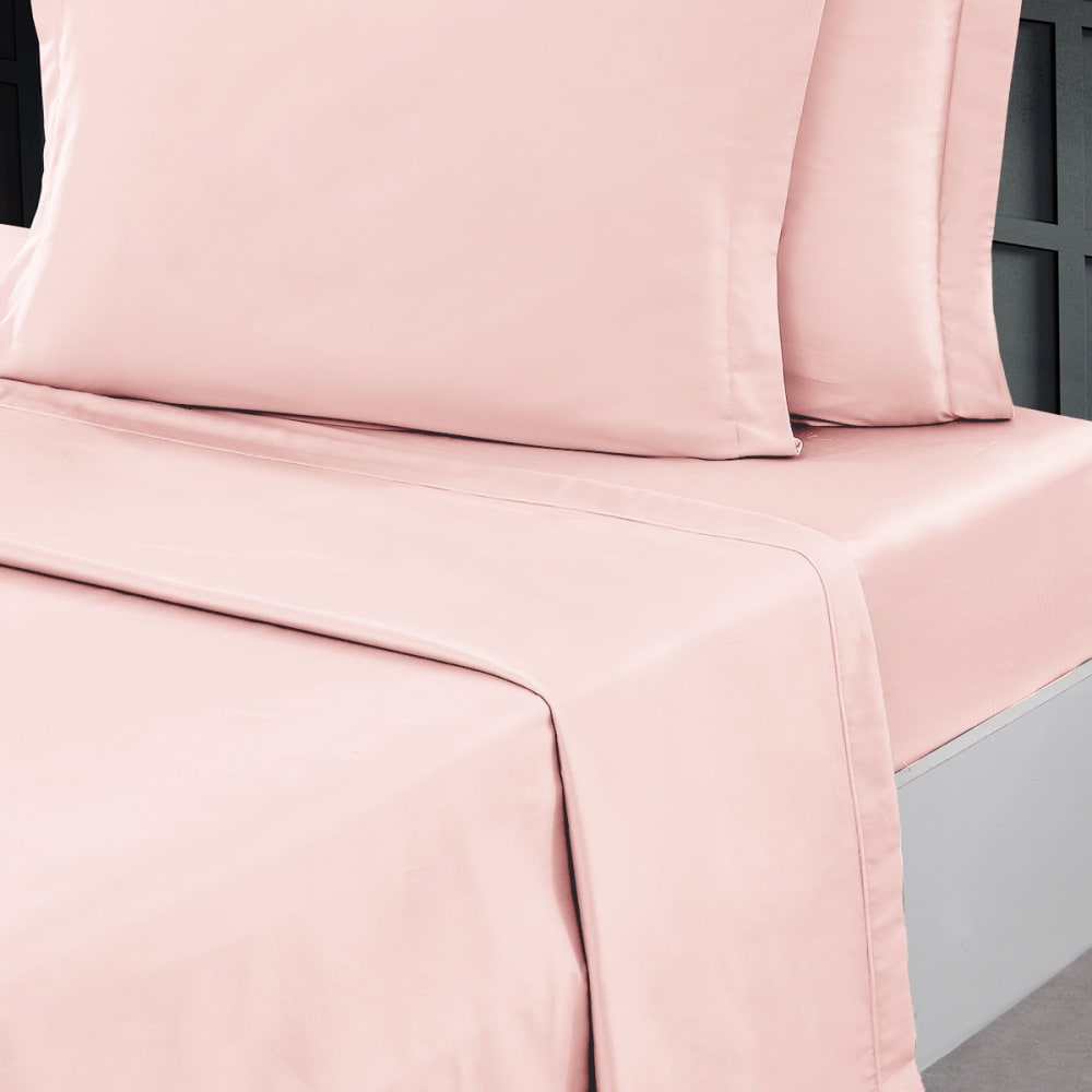 Drap plat en percale de coton  poudre 270x300 cm