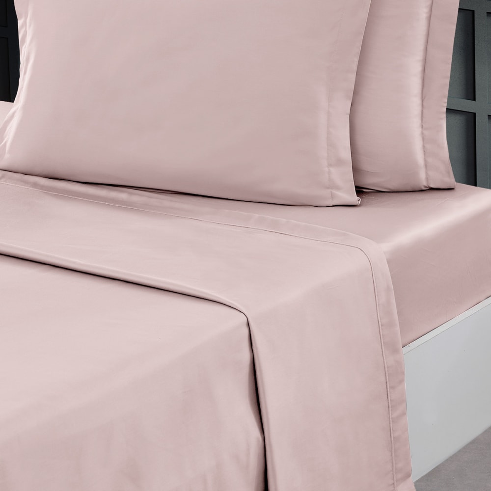 Drap plat en percale de coton poudre 180x290 cm