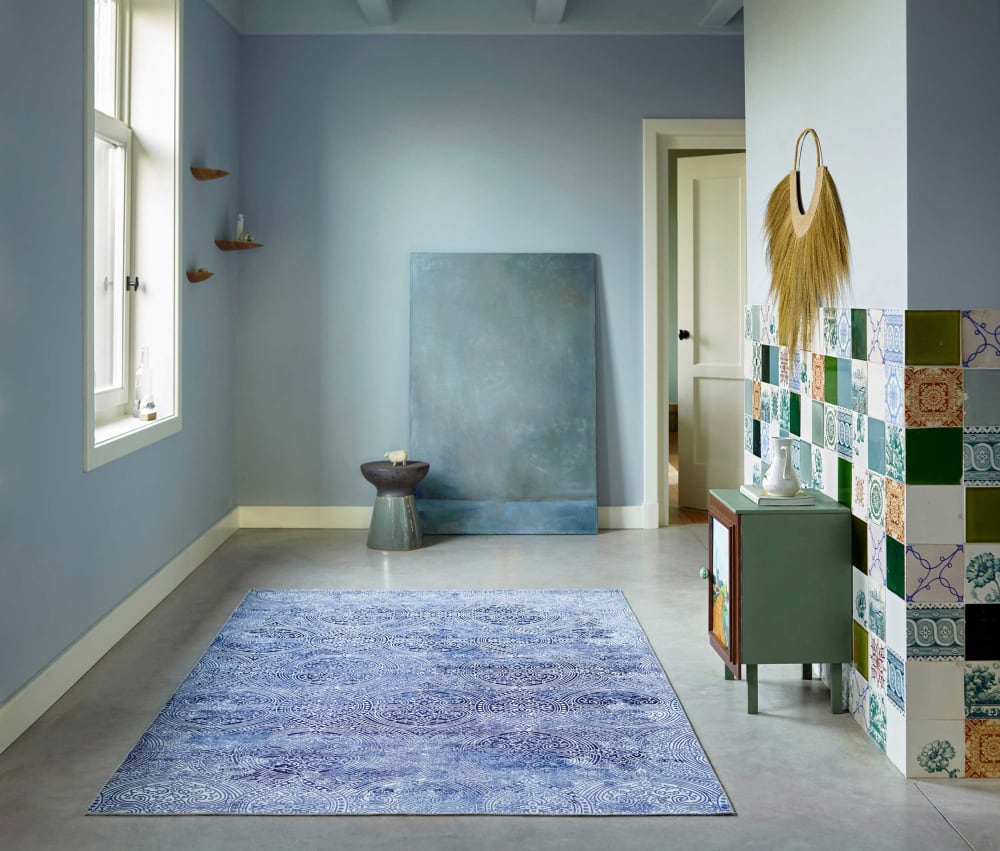 Tapis plat motif cachemire tons de bleus 130x190 — vue 3