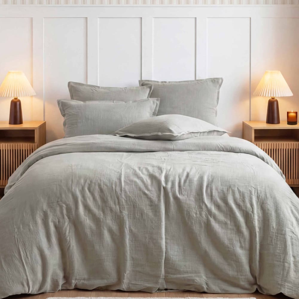 Housse de couette en gaze de coton  gris perle 240x220 cm