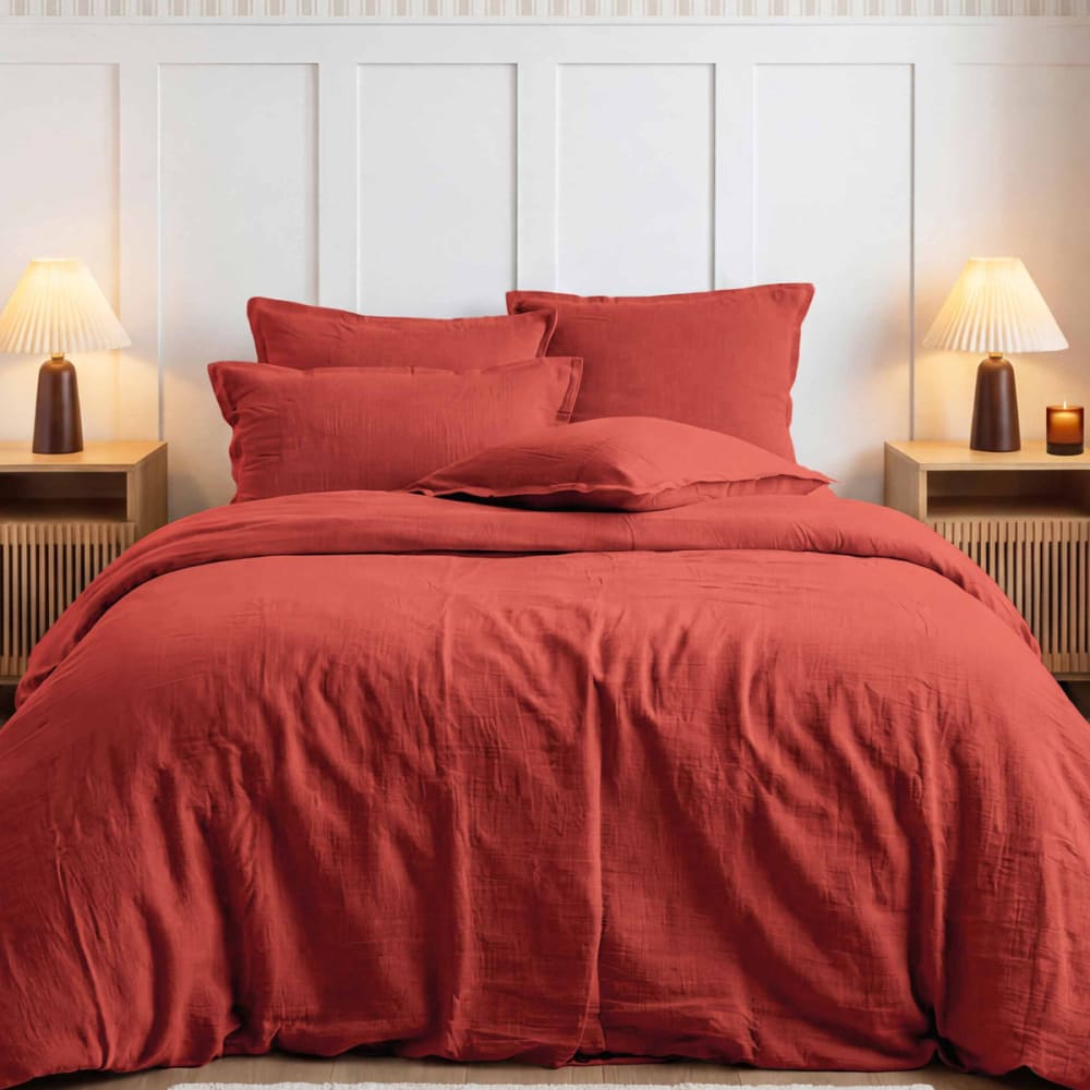Housse de couette en gaze de coton  terracota 240x220 cm