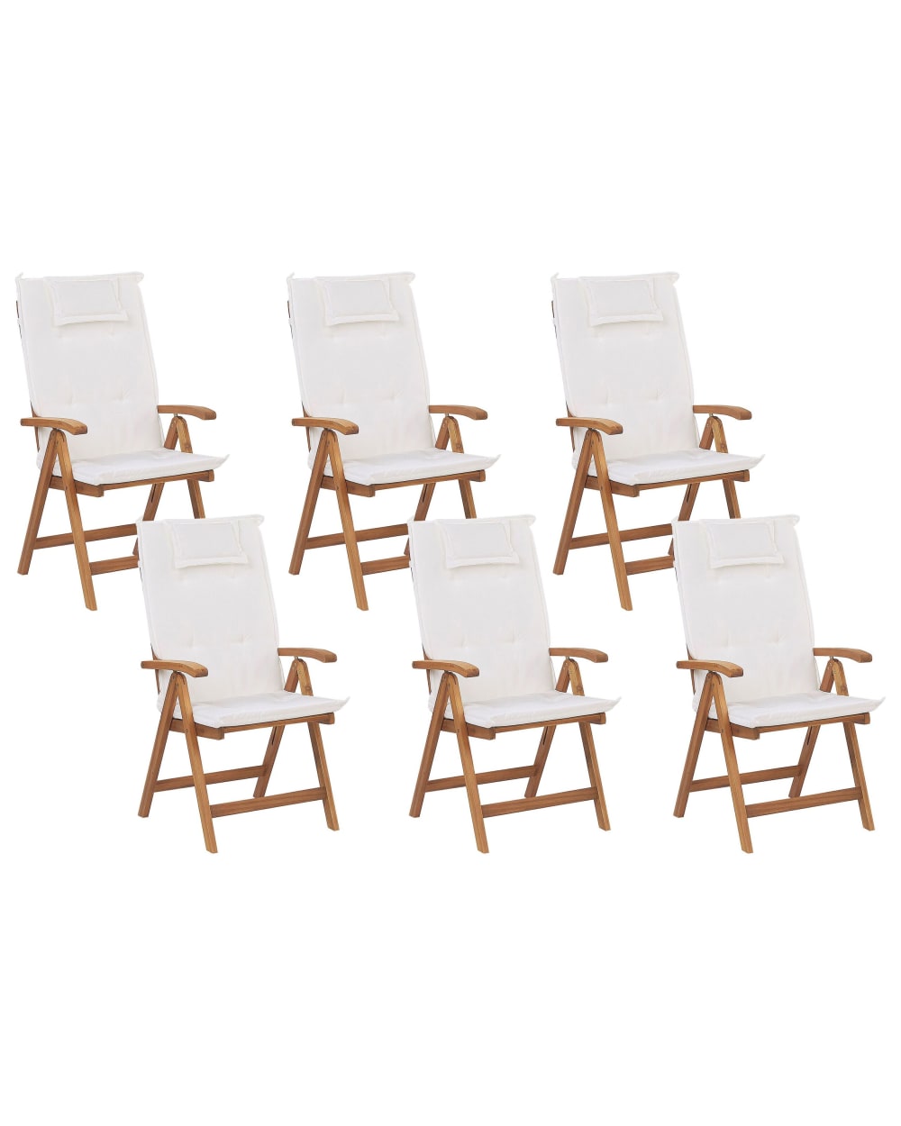 Set Mit 6 StüHlen Und Sitzkissen Aus Holz 105 Cm, Braun