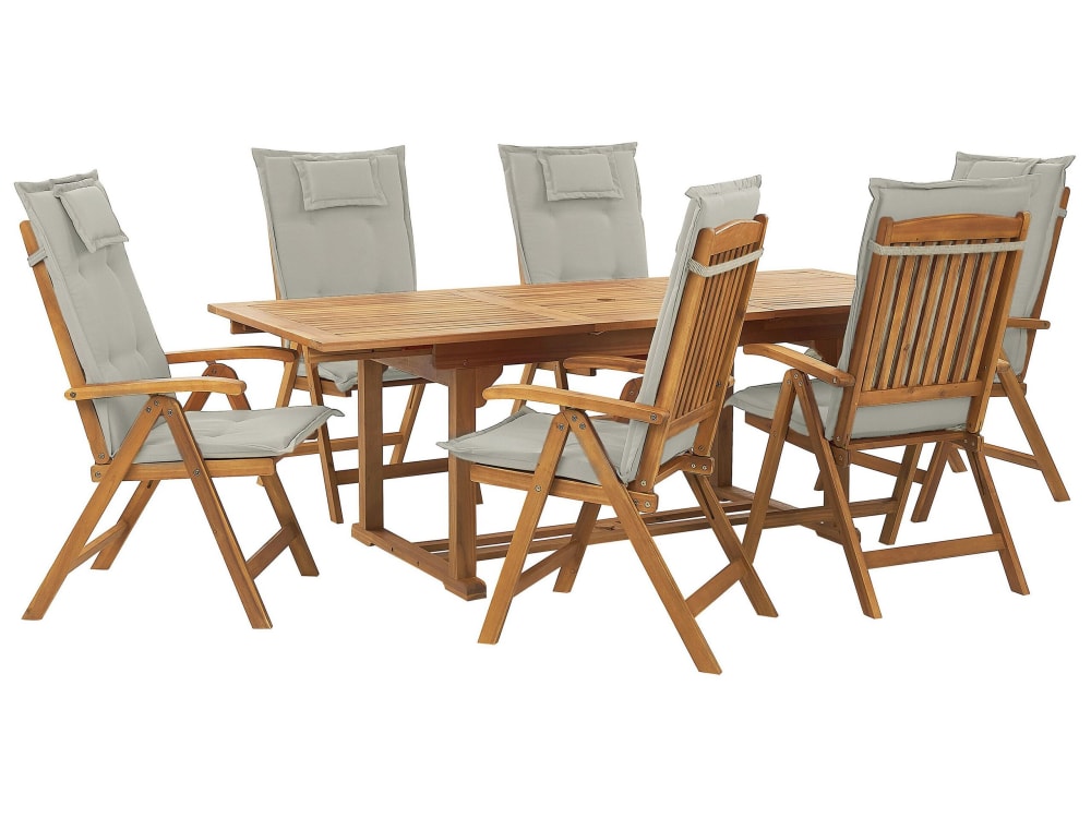 Gartentisch Set 6 Personen Aus Akazienholz, Braun