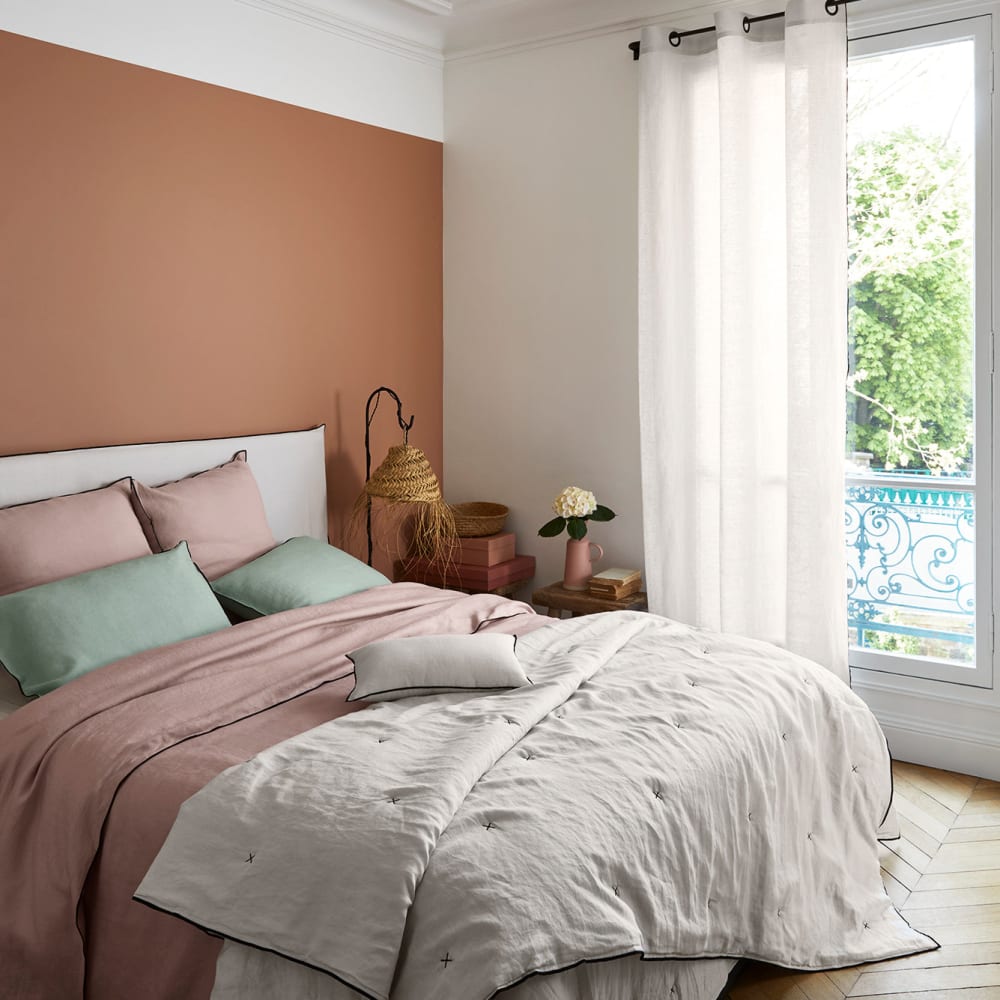 Housse de couette en lin rose 260x240 cm