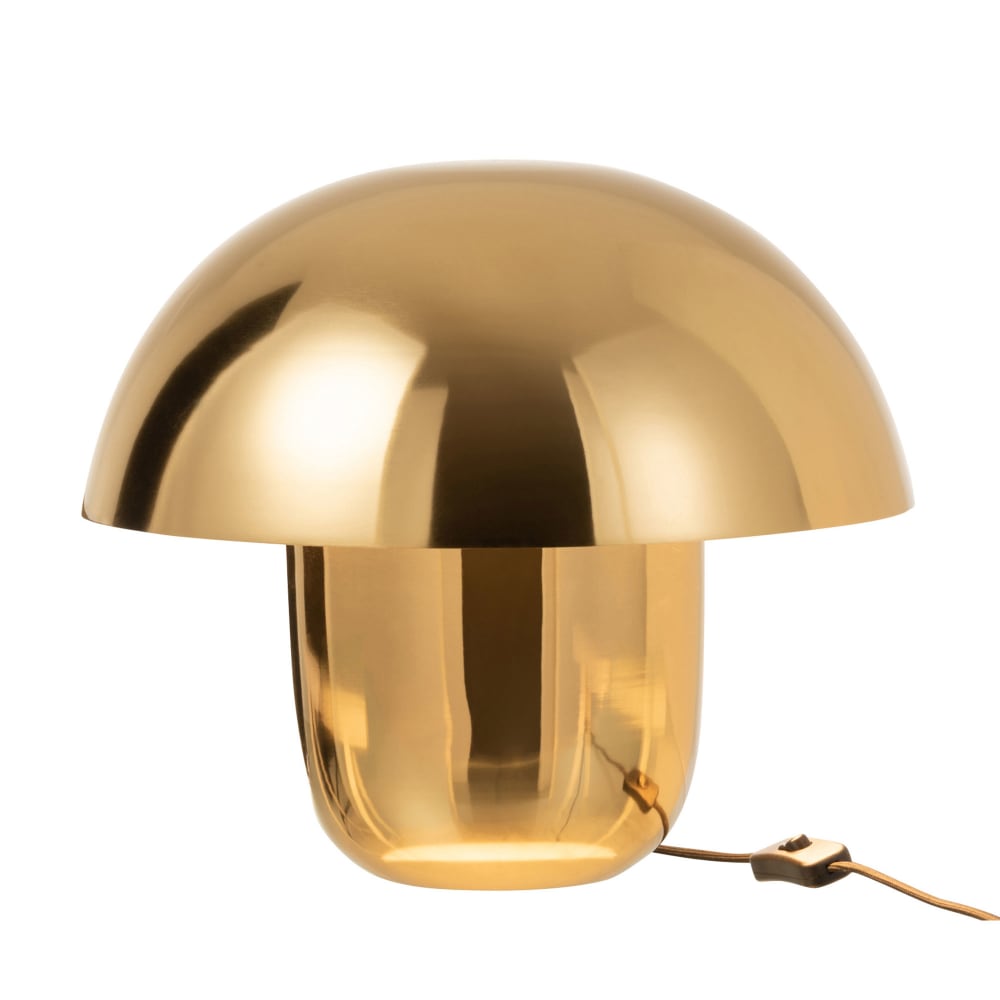 Lampe de table champignon 40 cm en métal doré