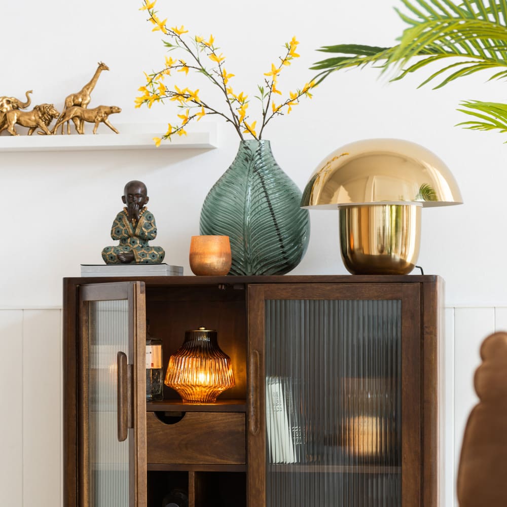 Lampe de table champignon 40 cm en métal doré — vue 3