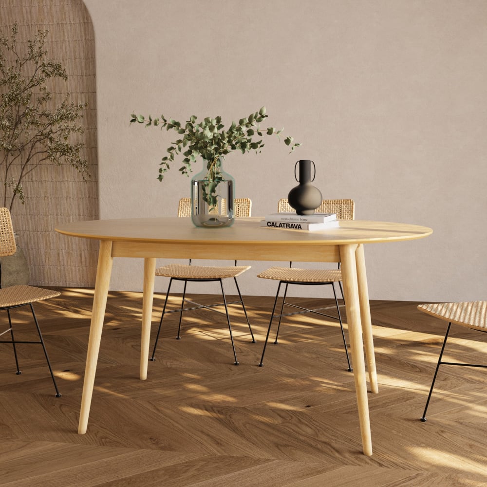 Tavolo ovale 6 persone in legno chiaro 150 cm - Maison Pavane