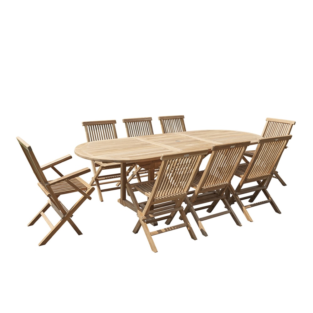 Salon de jardin en teck massif extensible 8/10 pers. - Maisons du Monde