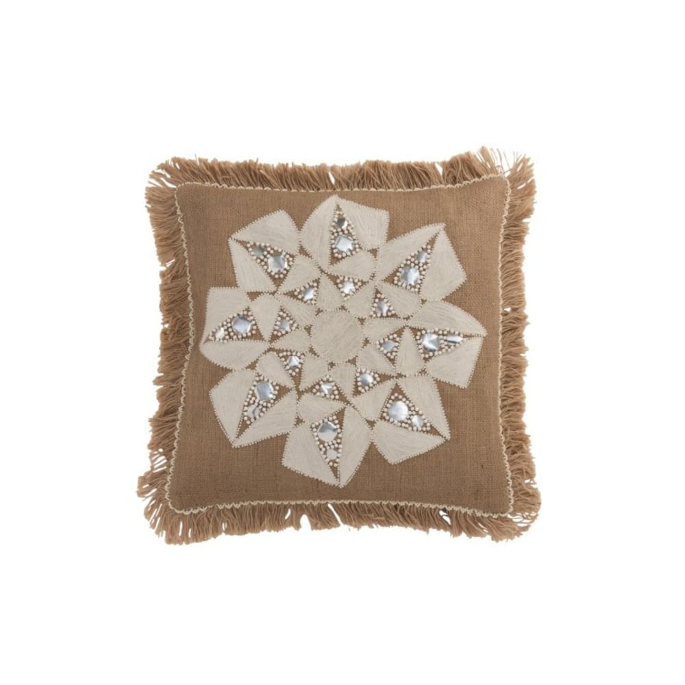 Coussin abstrait jute naturel/beige 49x47