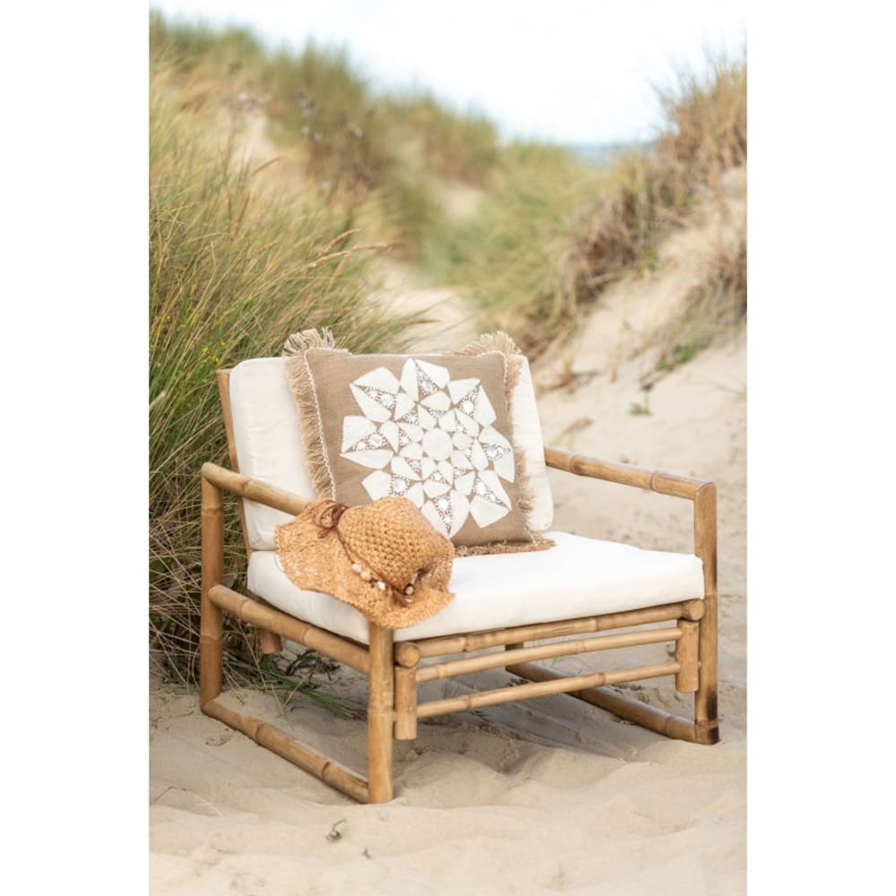 Coussin abstrait jute naturel/beige 49x47 - Maisons du Monde