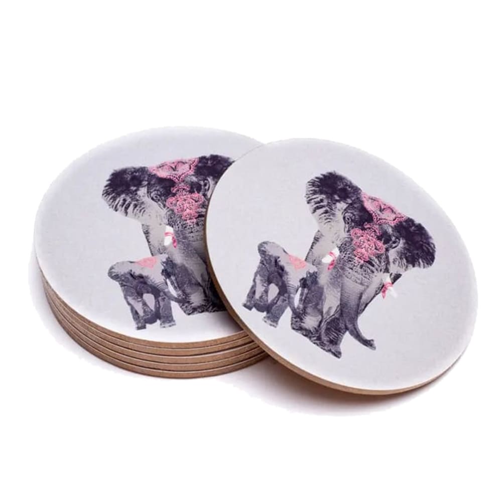 MANI BHADRA Set de 6 sous-verres ronds En MDF et liège Dim : 10 cm