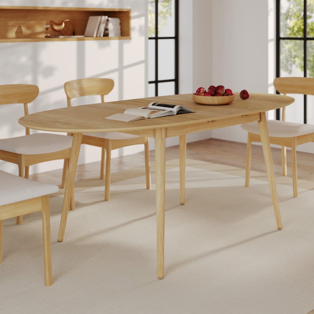 Ovaler Tisch für 6/8 Personen, ausziehbar, aus hellem Holz,