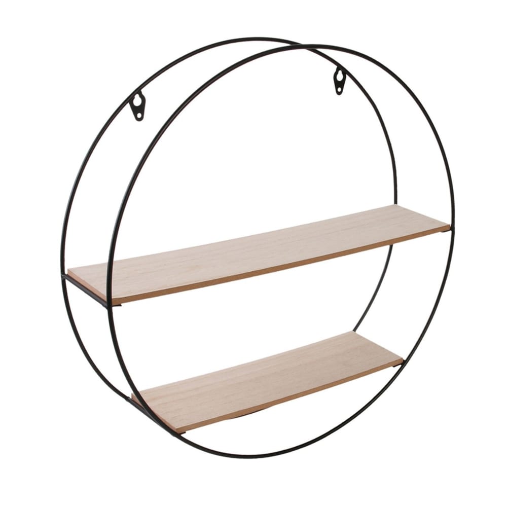 The Home Deco Factory Étagère filaire bois et métal ronde style industriel Noir Métal - 40x10x40cm