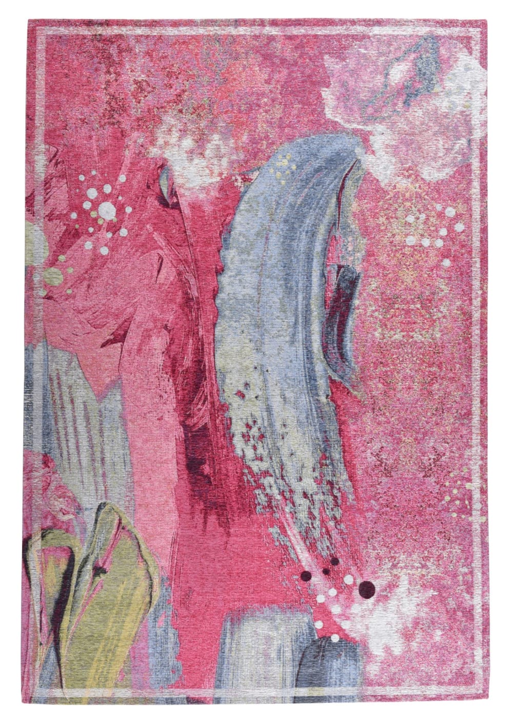 Gino Falcone Tapis salon tissé plat - rose foncé multi 130x190 cm style vintage Certifié Oeko-Tex - Pes - Polyester