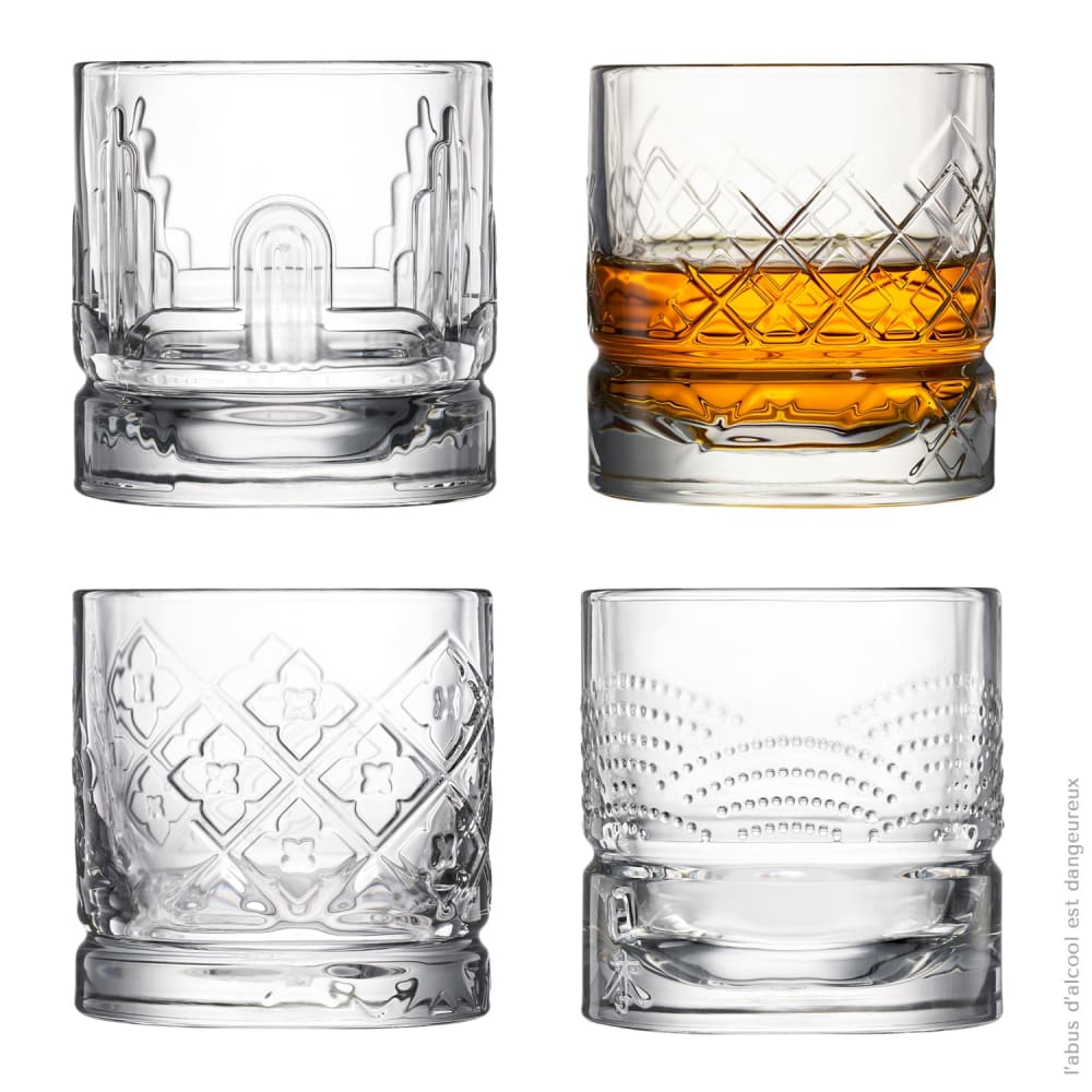 Coffret de 4 verres à whisky assortis Coffret de 4 verres à whisky assortis