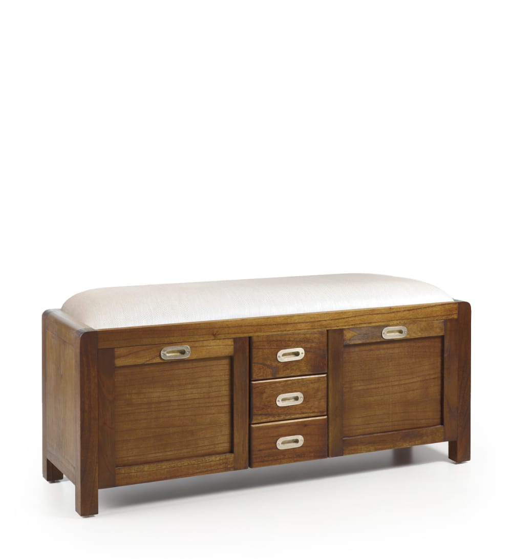 Meuble à chaussures en bois marron rembourré L 125 cm