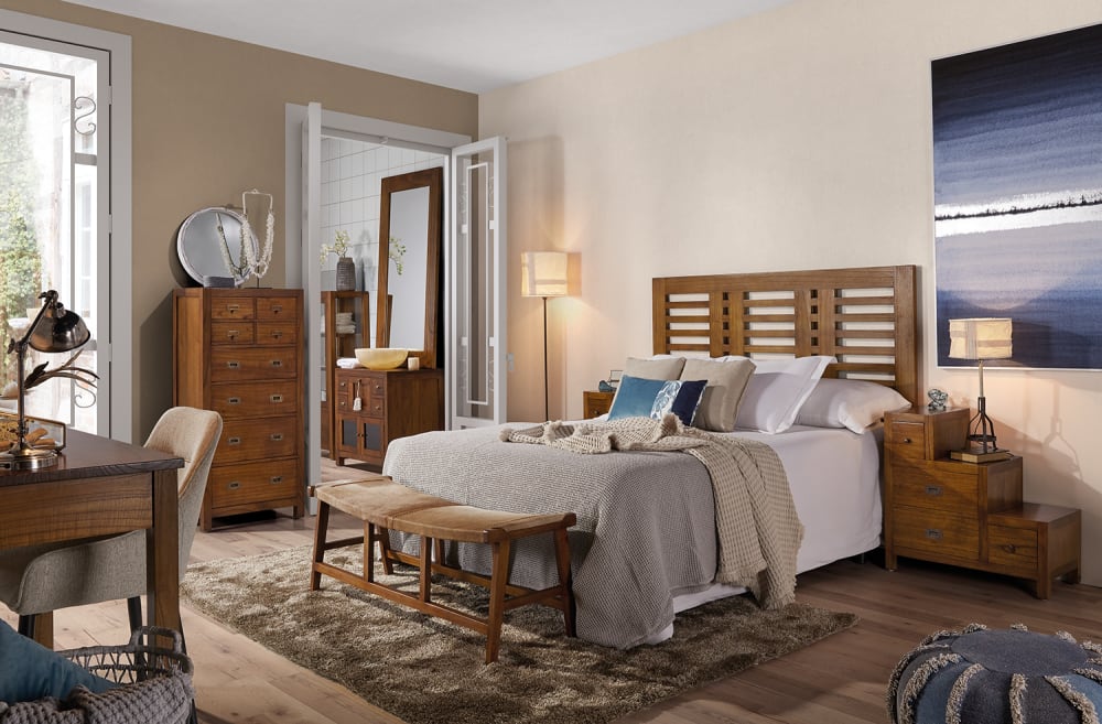 Meuble escalier 2 portes et 7 tiroirs en bois marron L 98 cm