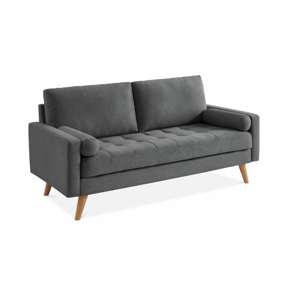 Canapé scandinave 3 places en tissu gris foncé droit