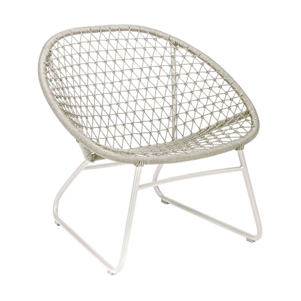 Fauteuil lounge extérieur en polypropylène et pieds en métal beige