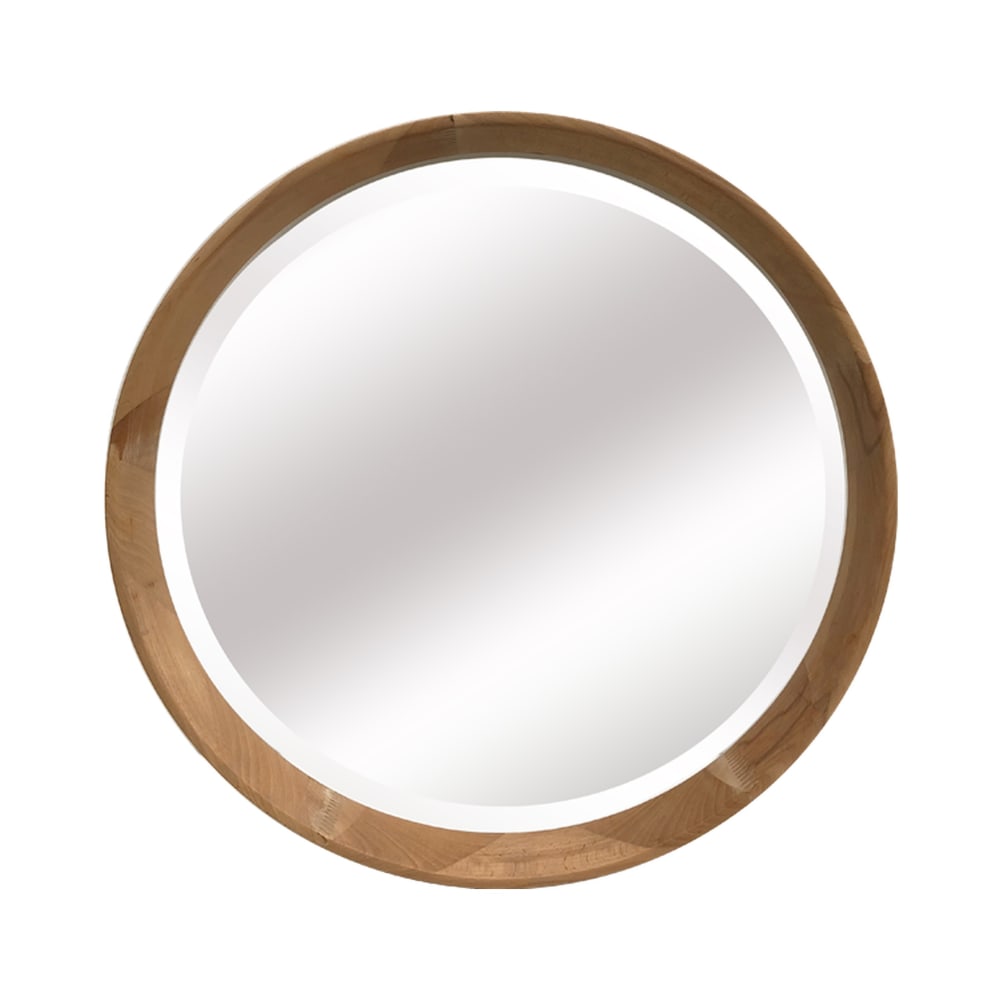 EMDE Miroir bois rond biseauté 52,6cm naturel style classique chic Marron