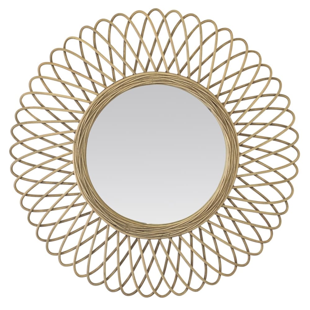 Miroir rond en rotin naturel 58cm naturel