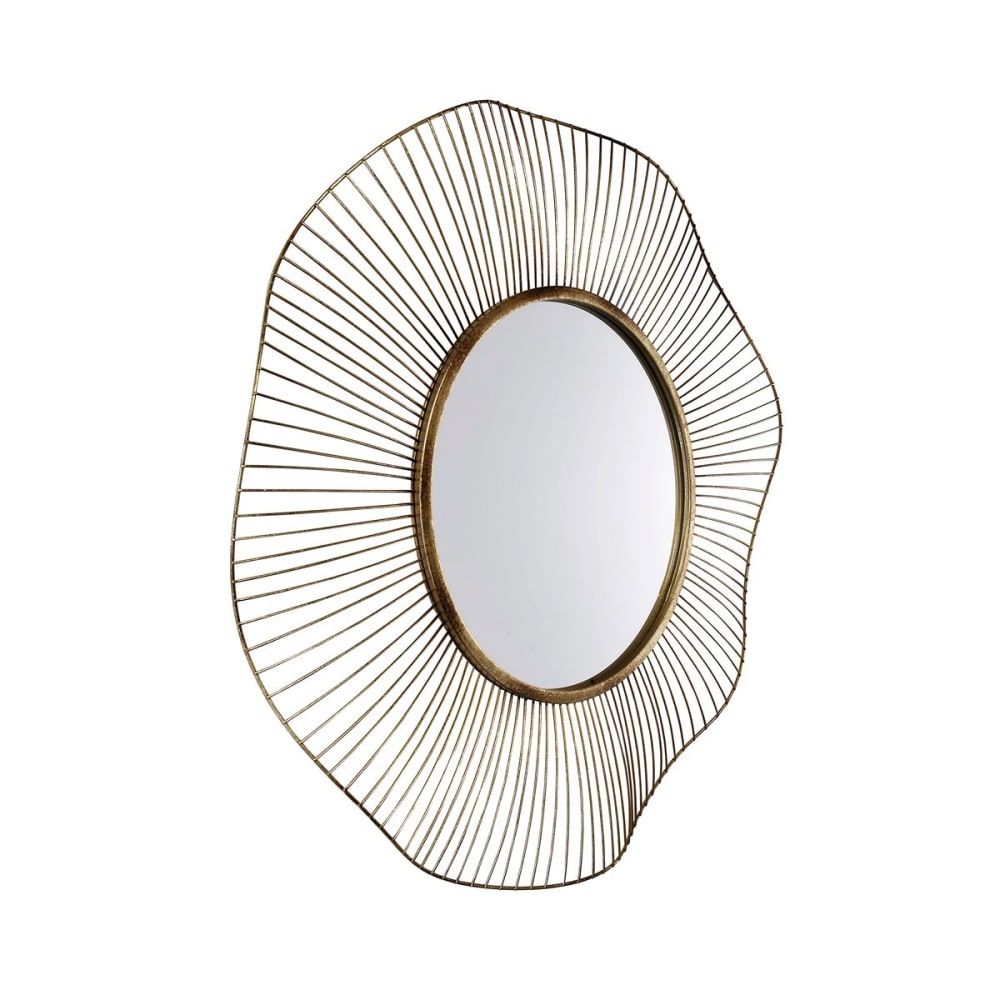 Miroir design rond en métal doré 75cm
