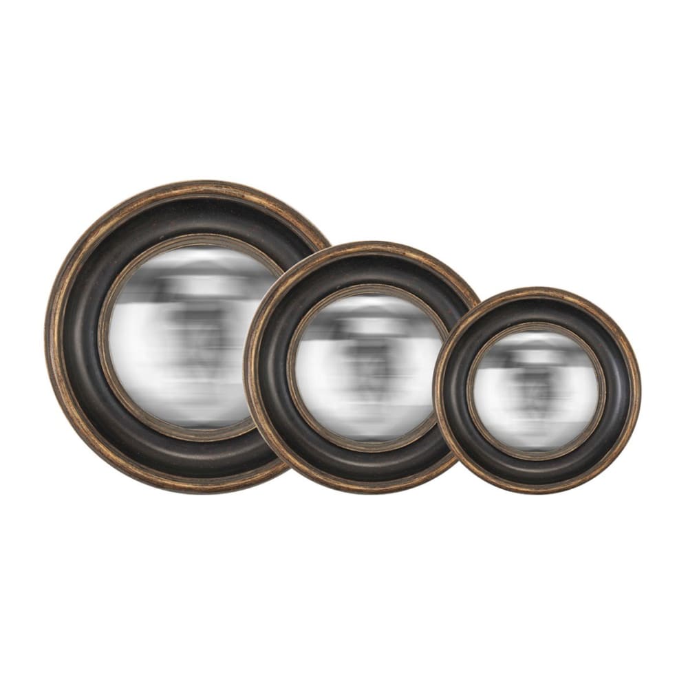 Miroirs convexes en résine noire - Lot de 3