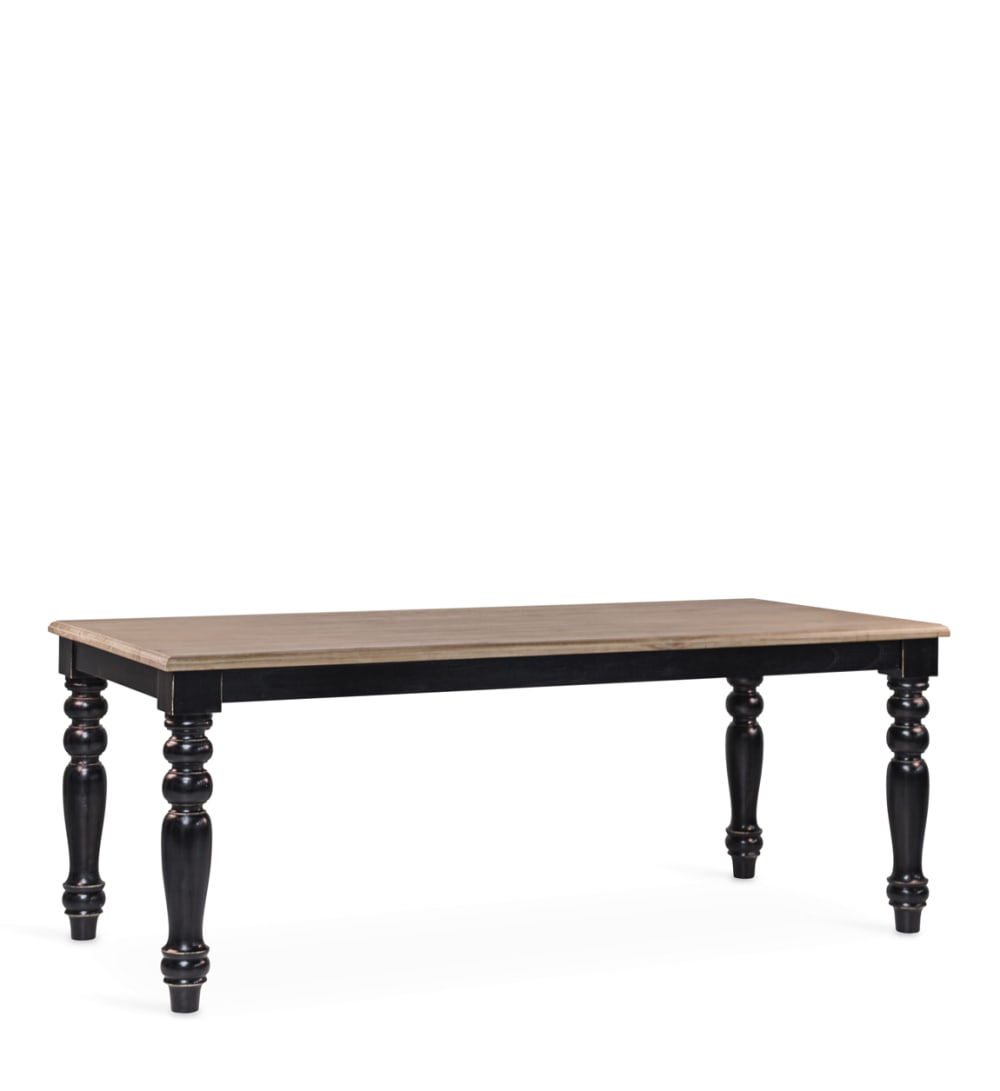 Mesa de comedor de madera beige y negra 8/10 personas L 200 cm