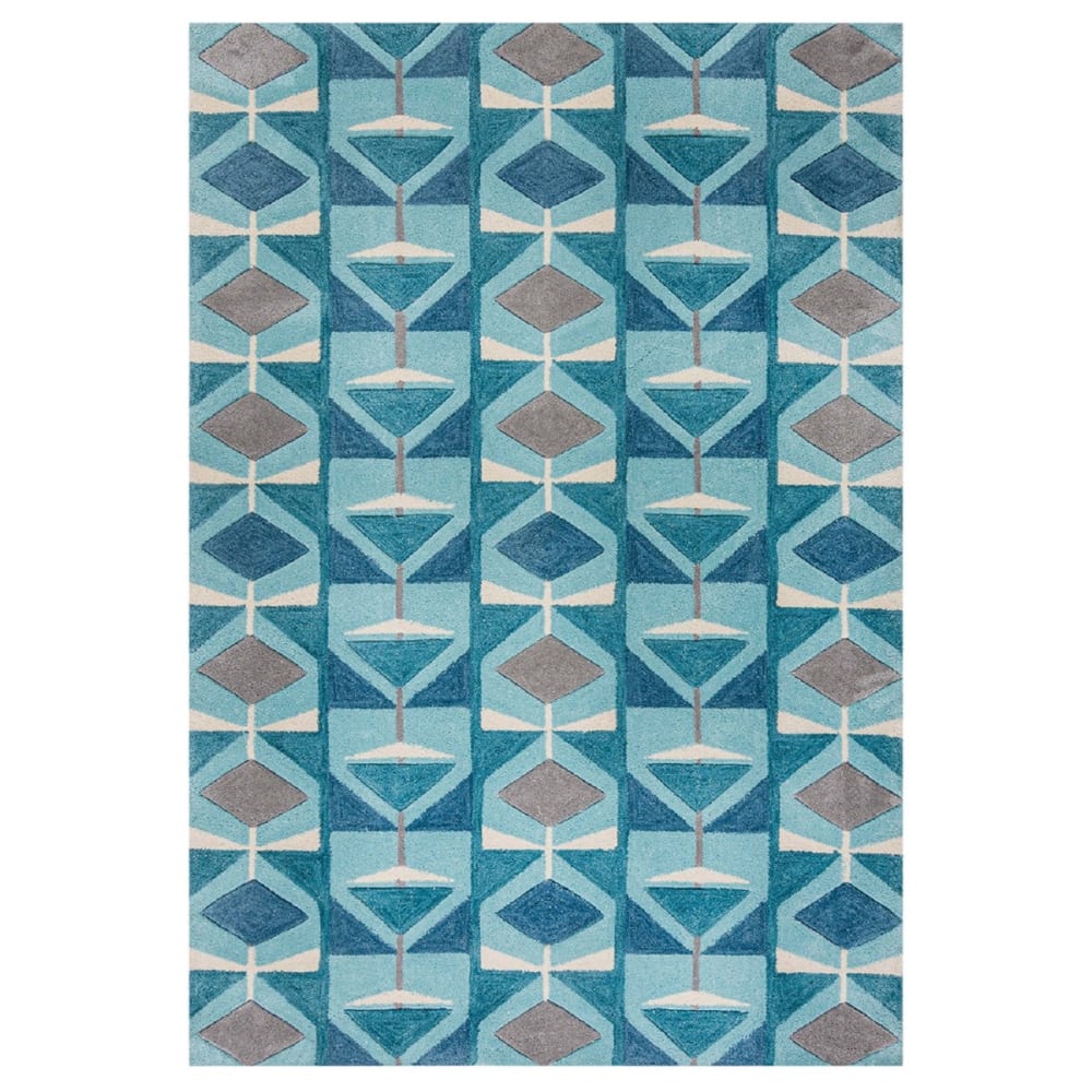 Tapis de salon en polyester - bleu