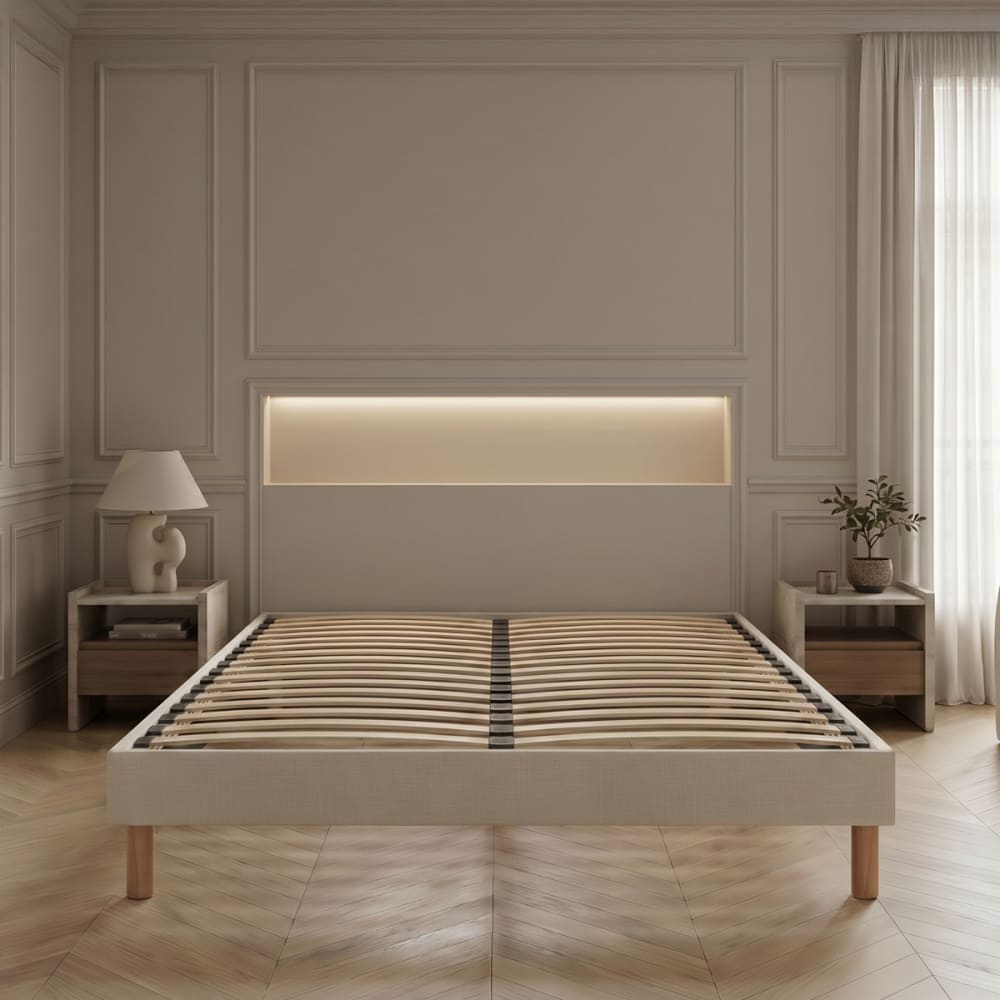 Sommier lattes bois beige 140x190 - Maisons du Monde