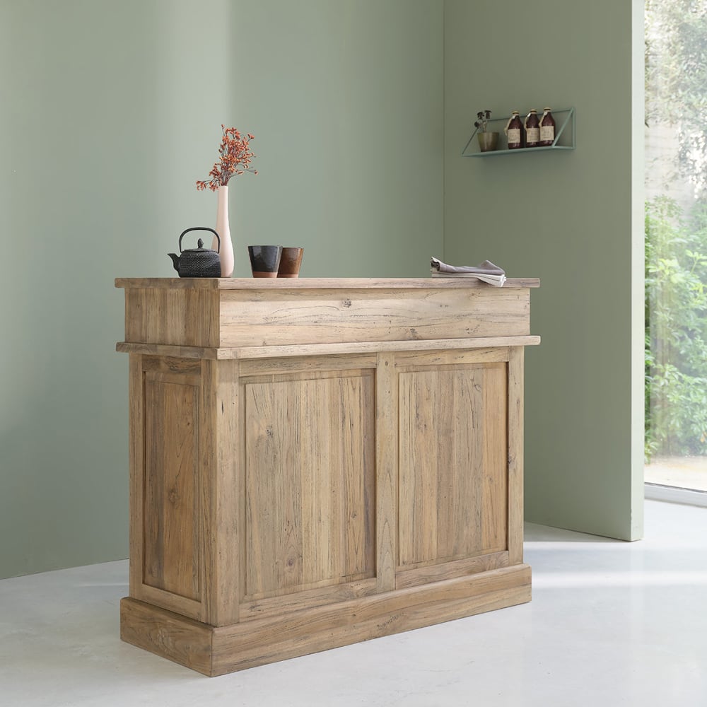 BERAH GETAH Bartheke aus recyceltem Teakholz 120 CARGO style modern Beige