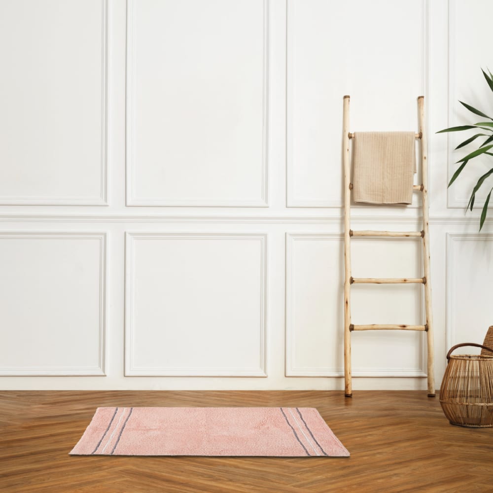 Tapis de bain antidérapant 50x80 coton rose poudré 50x80cm - Maisons du Monde