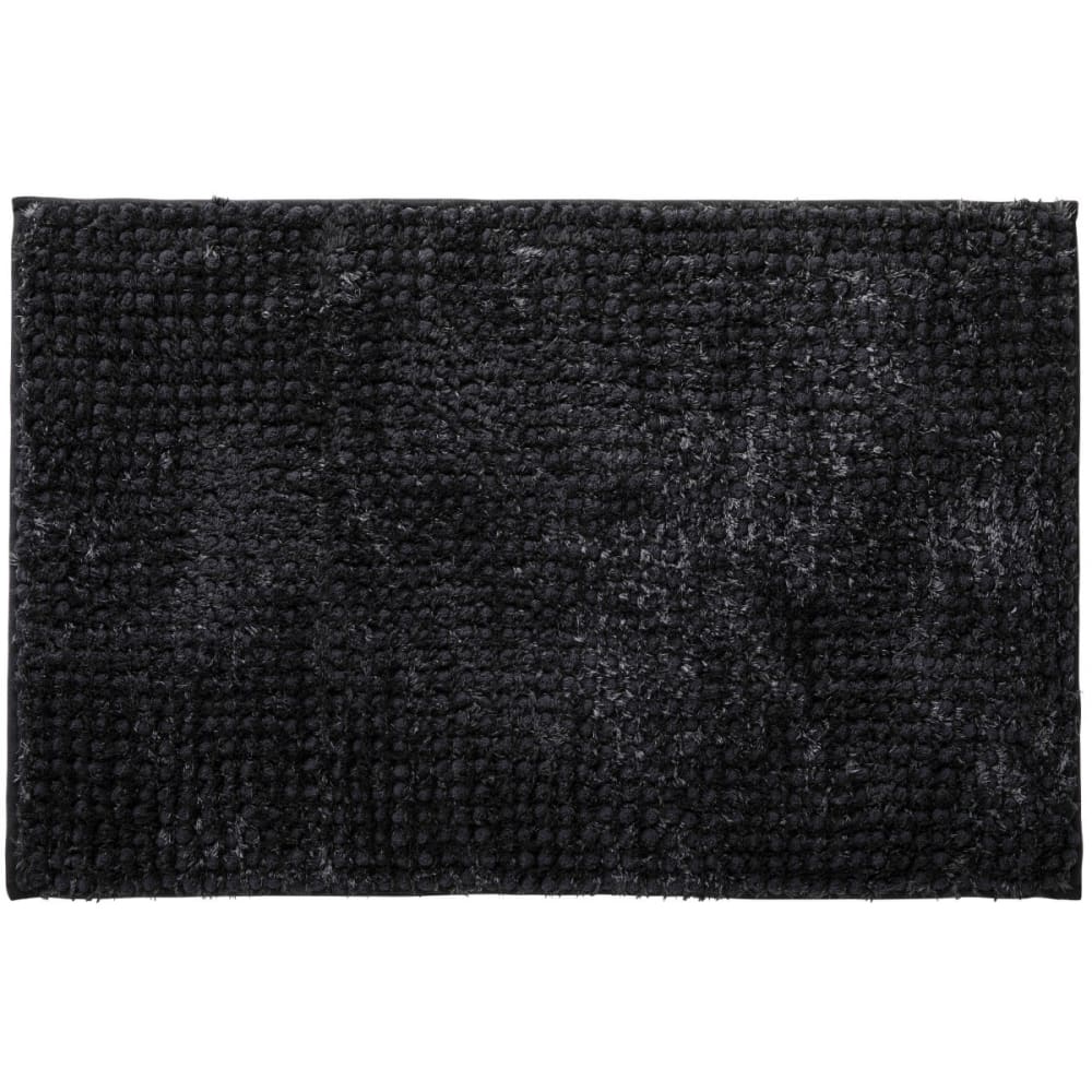 Tapis de bain chenille 50x80 en polyester uni carbone 50x80cm