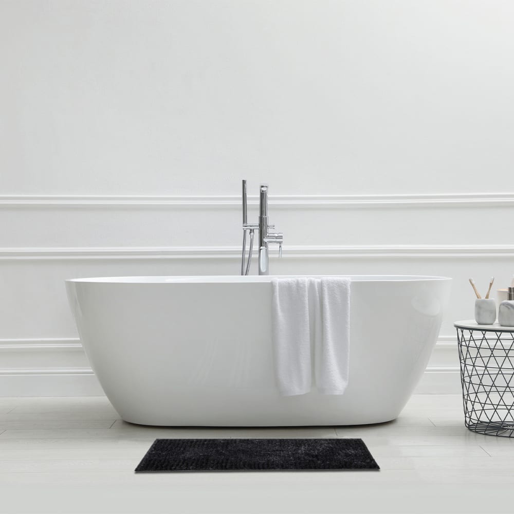 Tapis de bain chenille 50x80 en polyester uni carbone 50x80cm - Maisons du Monde