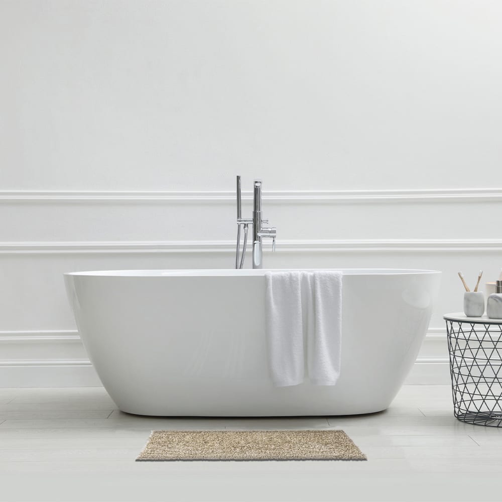 Tapis de bain chenille fil argenté antidérapant moelleux 50x80cm - Maisons du Monde