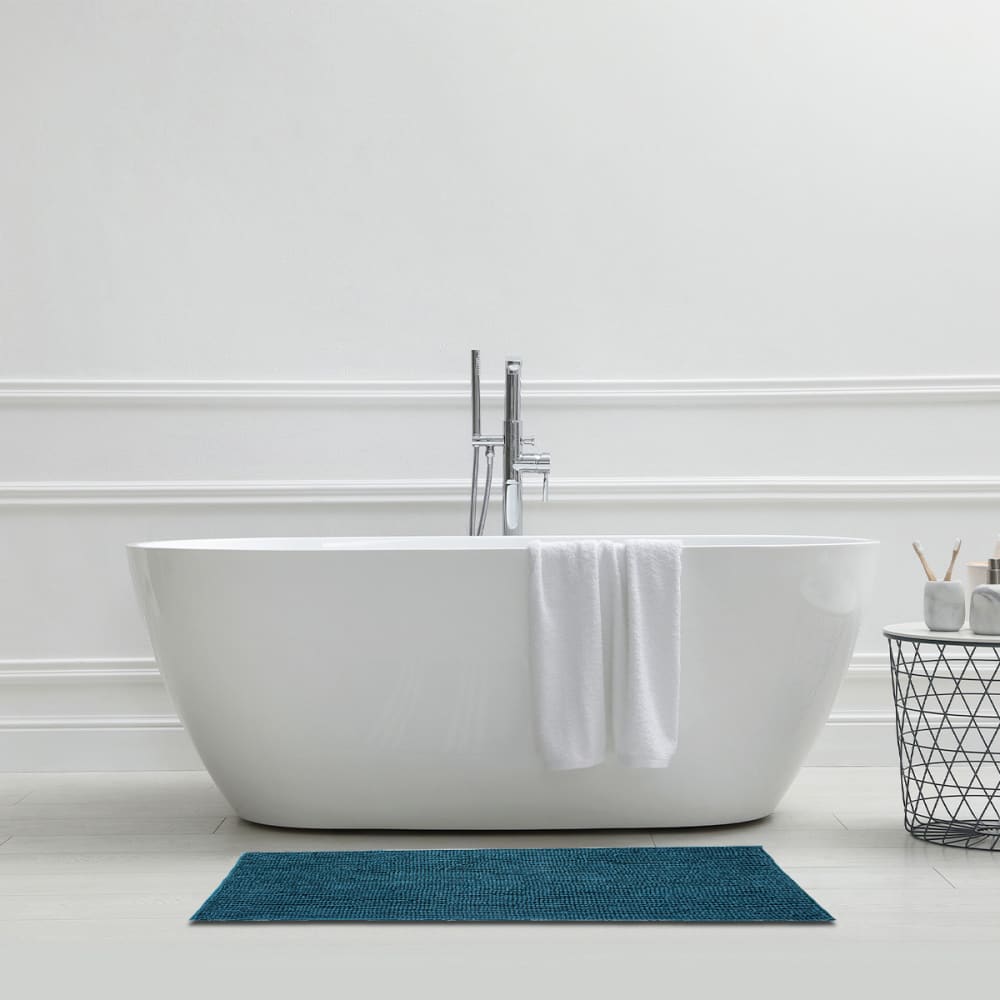Tapis de bain chenille 60x180 en polyester uni canard 60x120cm - Maisons du Monde