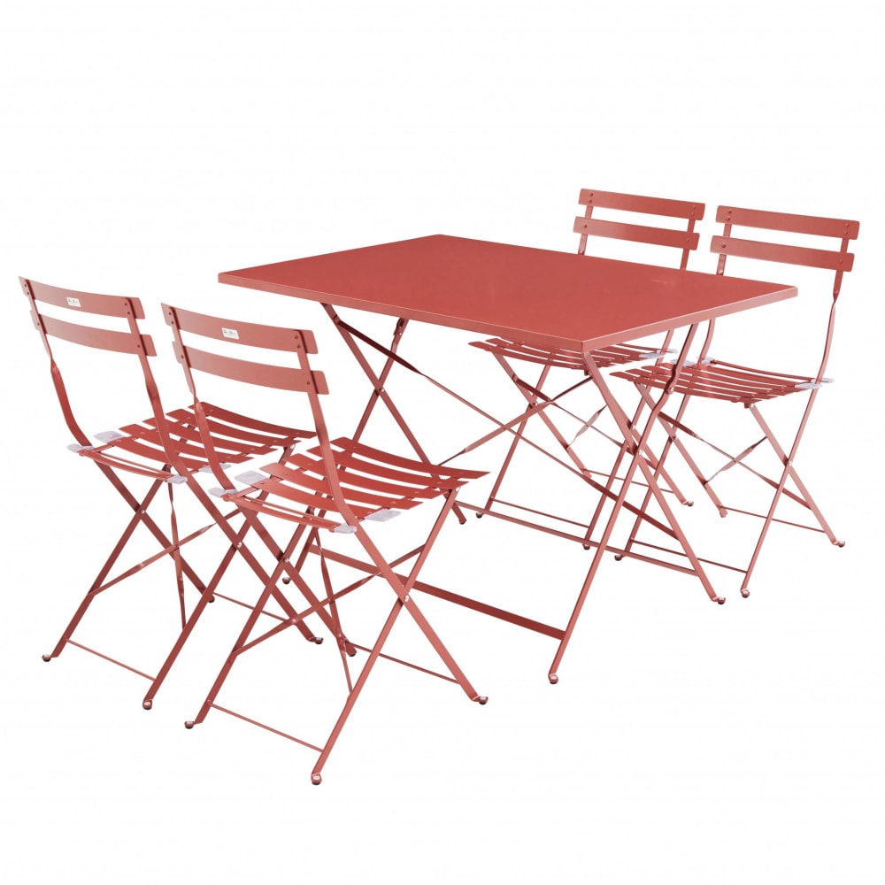 Salon de jardin bistrot pliable rectangulaire 110 x 70cm, terracotta i