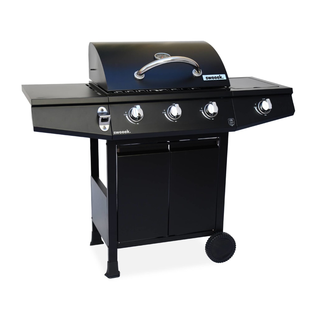 Barbecue au gaz noir - 3 brûleurs + feu latéral - Maisons du Monde