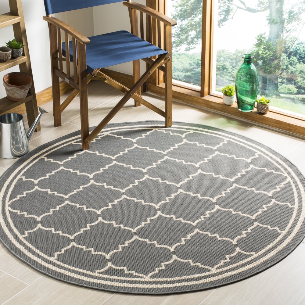 Alfombra enrejado de polipropileno gris/beige, 160 cm - Maisons du Monde