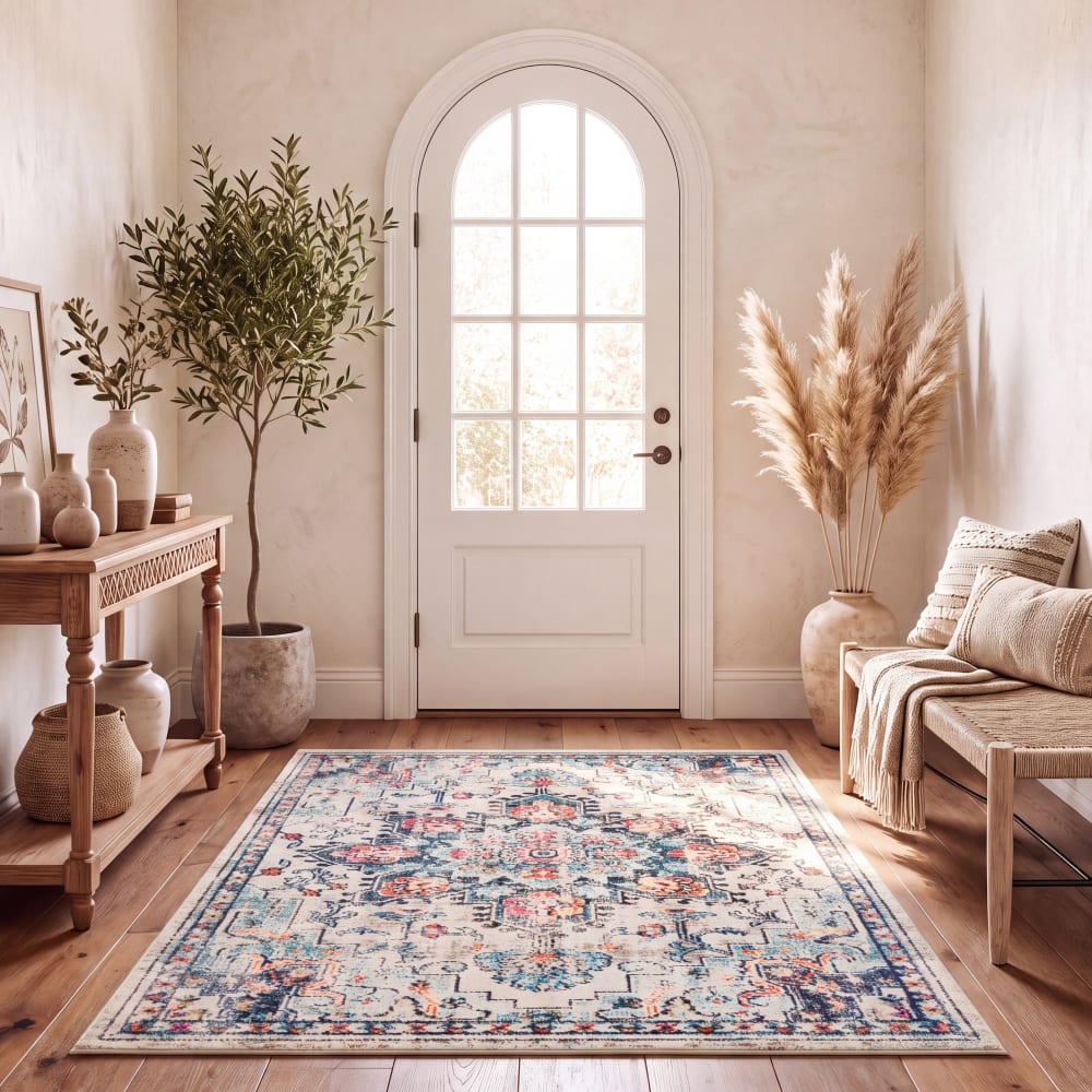 Tappeto di transizione in polipropilene beige/blu, 183 x 274 cm -